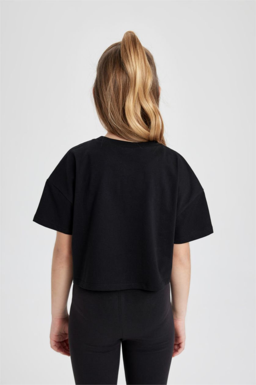 Girls & Teens Black Girl Printed Short Sleeve Crop T-Shirt