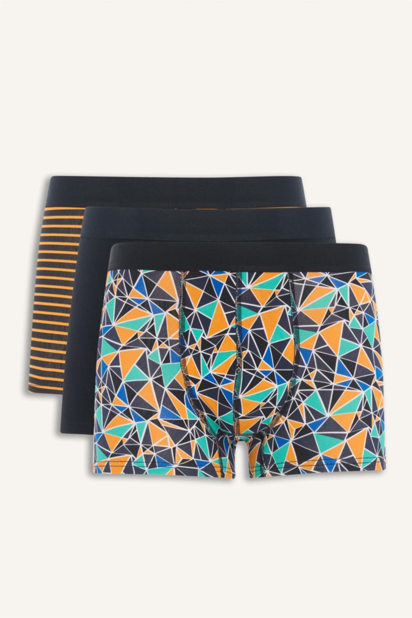 MAN Black Regular Fit Printed 3 Piece Boxers