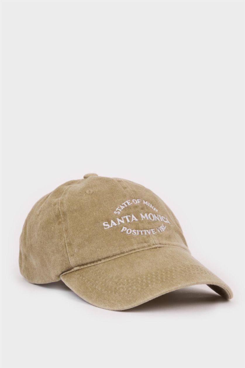 Kadın Sarı Kadın Nakışlı Jean Görünümlü Cap Şapka