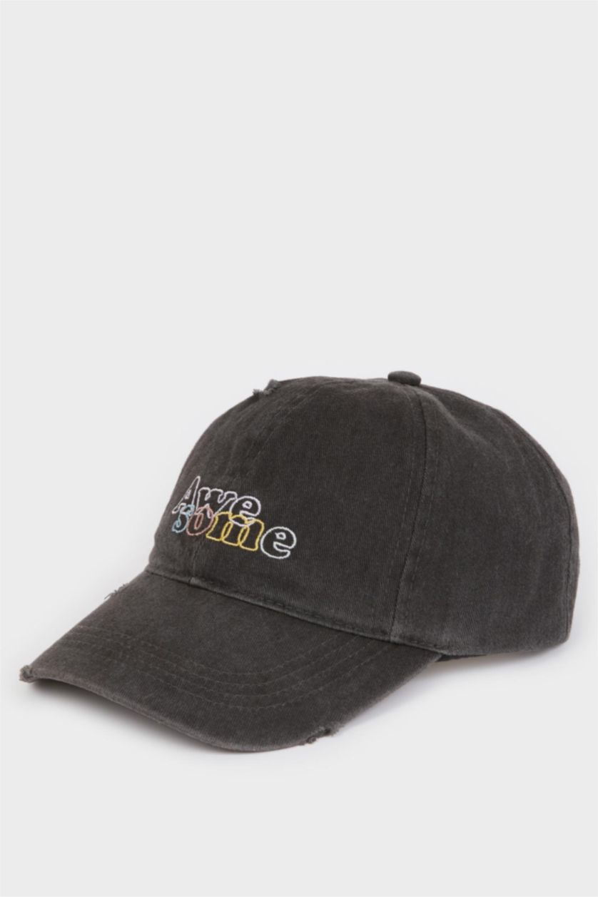 Woman Anthracite Woman Cotton Denim Cap