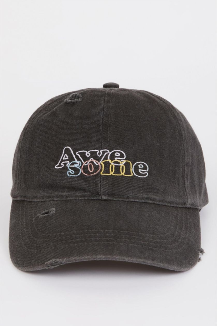 Woman Anthracite Woman Cotton Denim Cap