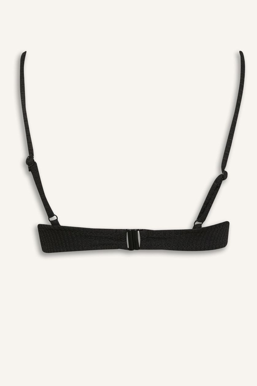 Kadın Siyah Regular Fit Bürümcük Siyah Bikini Üstü