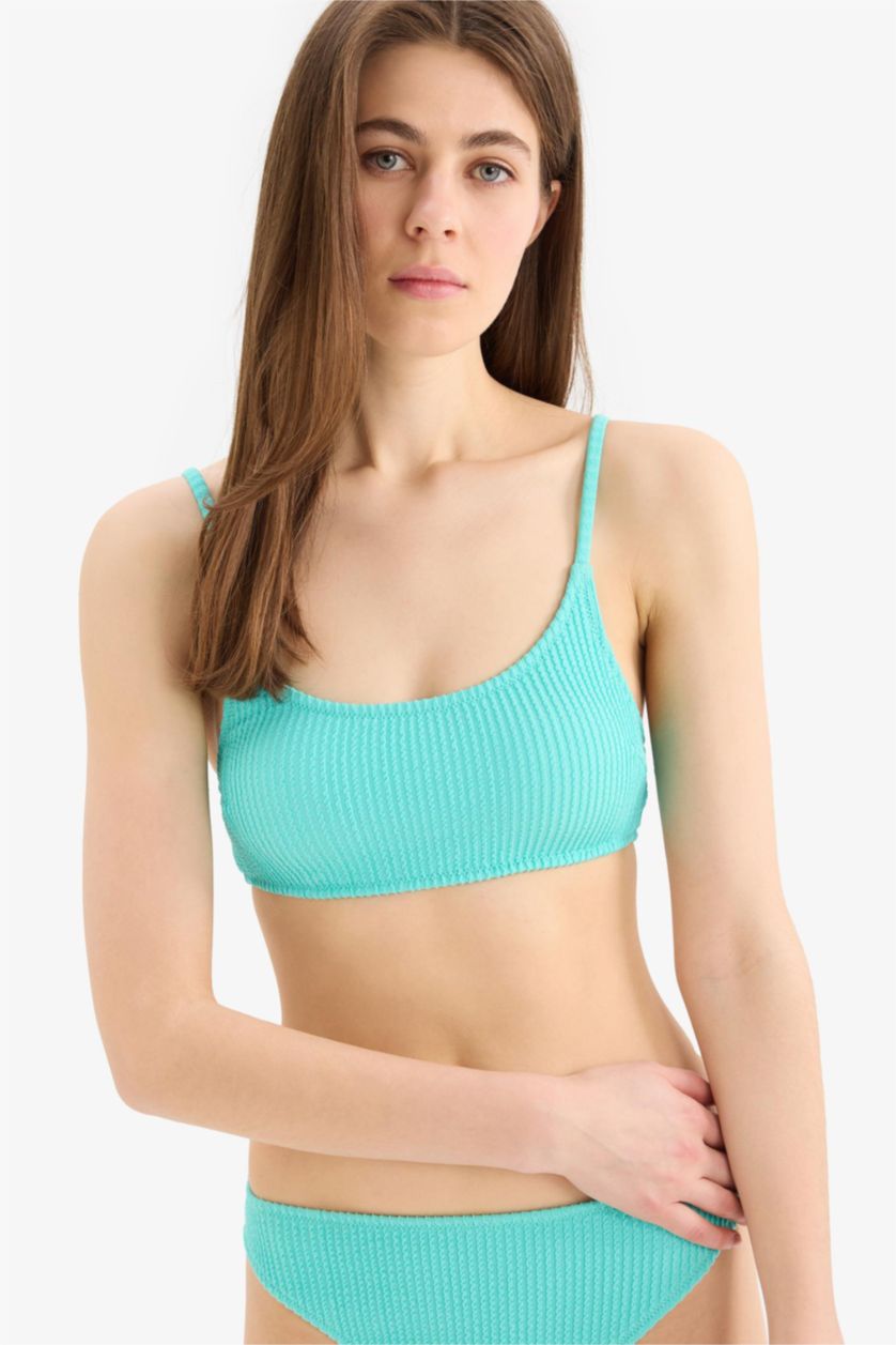 Kadın Açık Yeşil Regular Fit Bürümcük Bikini Üstü