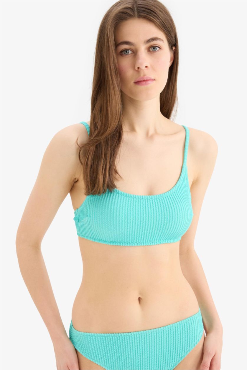 Kadın Açık Yeşil Regular Fit Bürümcük Bikini Üstü