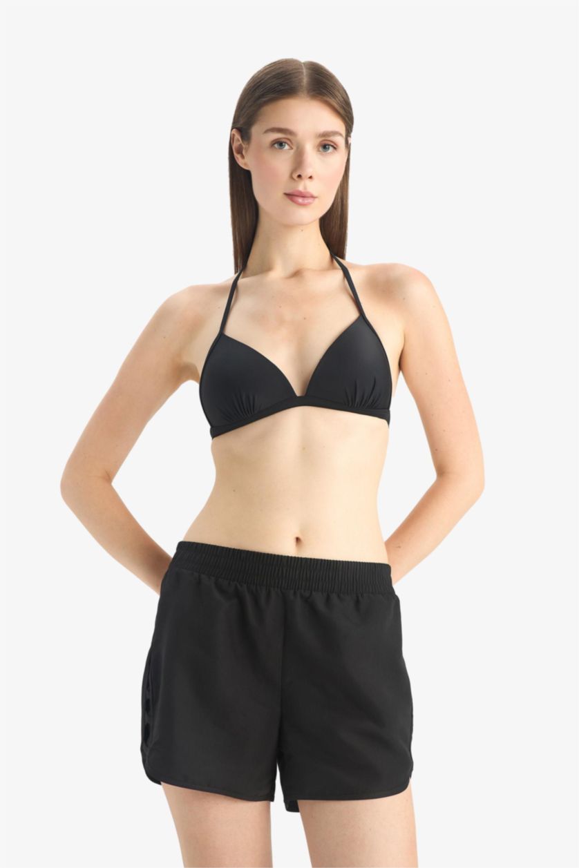 Kadın Siyah Regular Fit Deniz Şortu