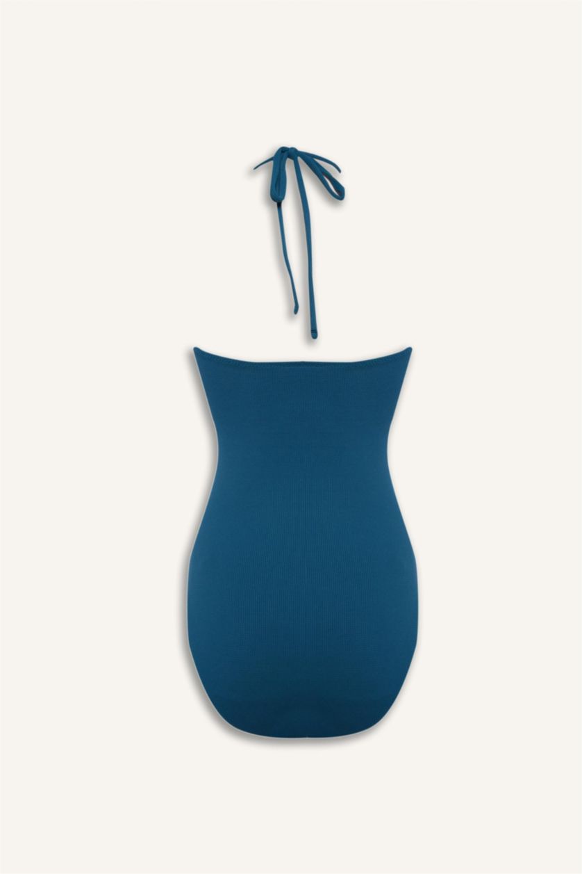 Әйелдерге Қою жасыл Regular Fit пике суға шомылу киімі