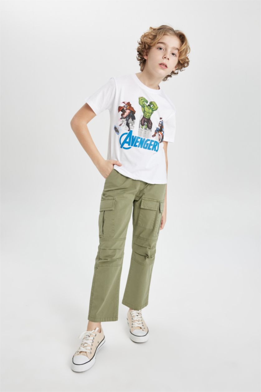 GARÇONS Blanc T-Shirt Col Rond à Manches Courtes Jersey Marvel Avengers pour Garçon