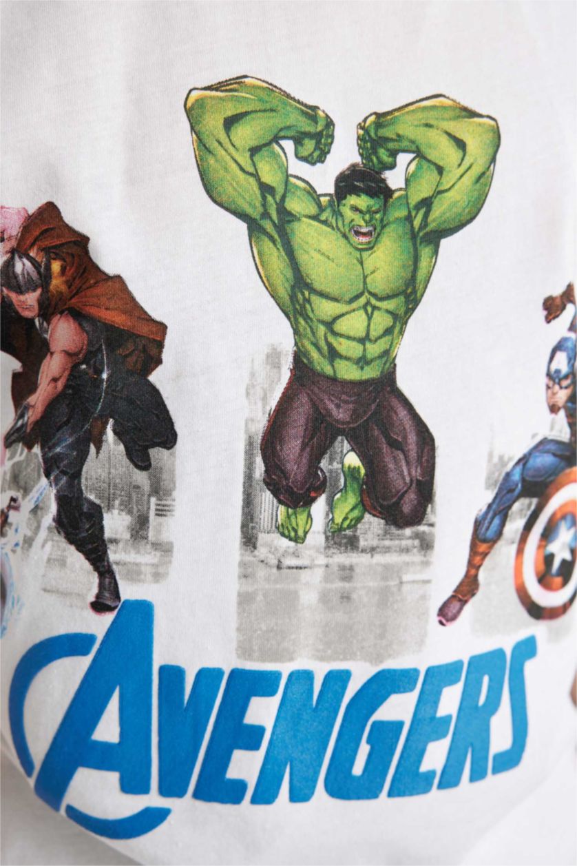 GARÇONS Blanc T-Shirt Col Rond à Manches Courtes Jersey Marvel Avengers pour Garçon