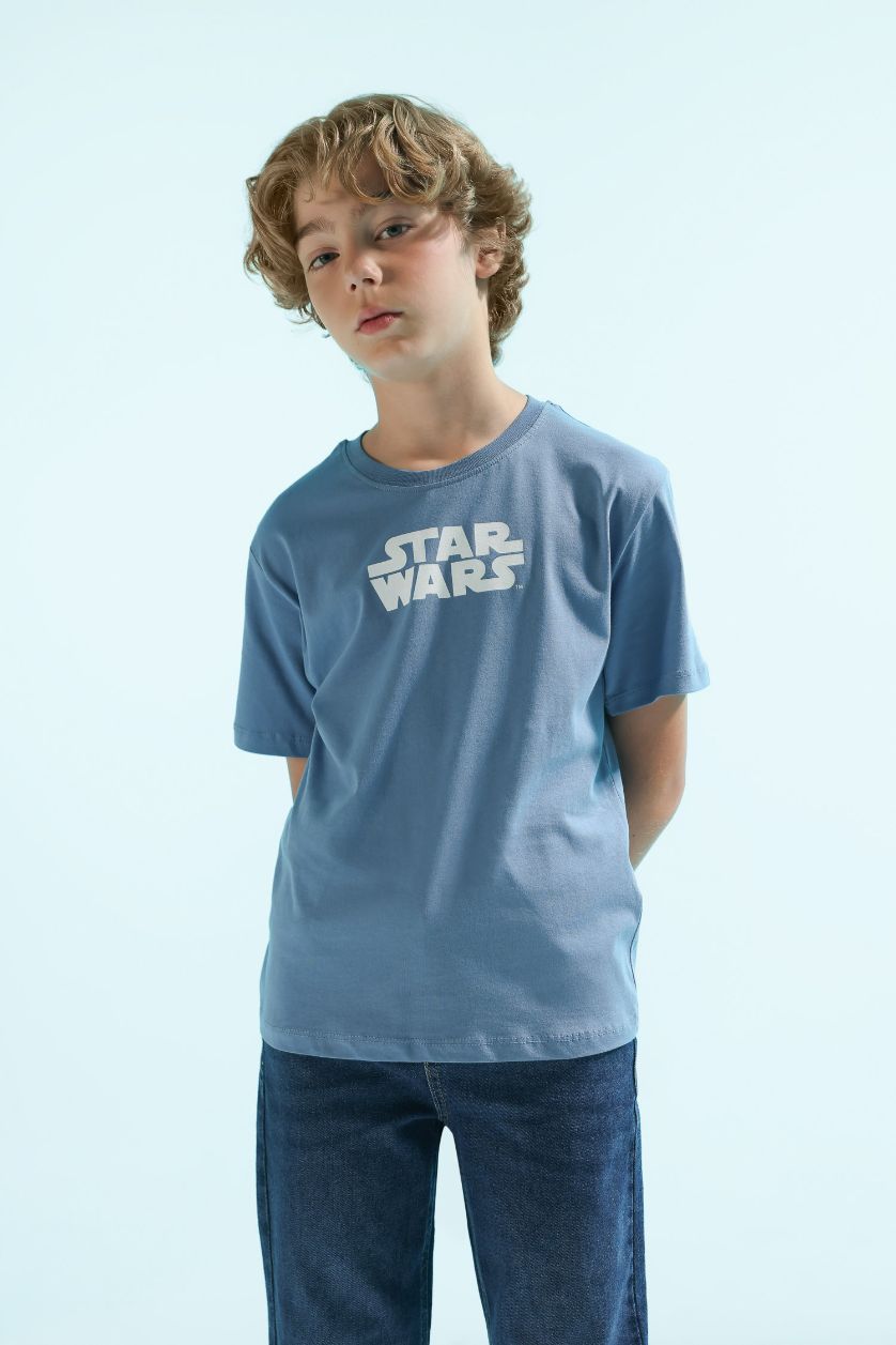 أولاد أزرق تيشيرت ولادي جيرسي قصة عادية بياخة مستديرة من ستار وورز