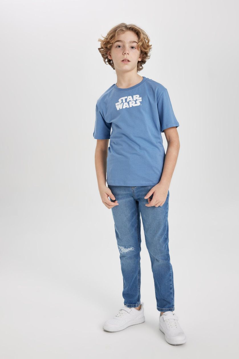 أولاد أزرق تيشيرت ولادي جيرسي قصة عادية بياخة مستديرة من ستار وورز