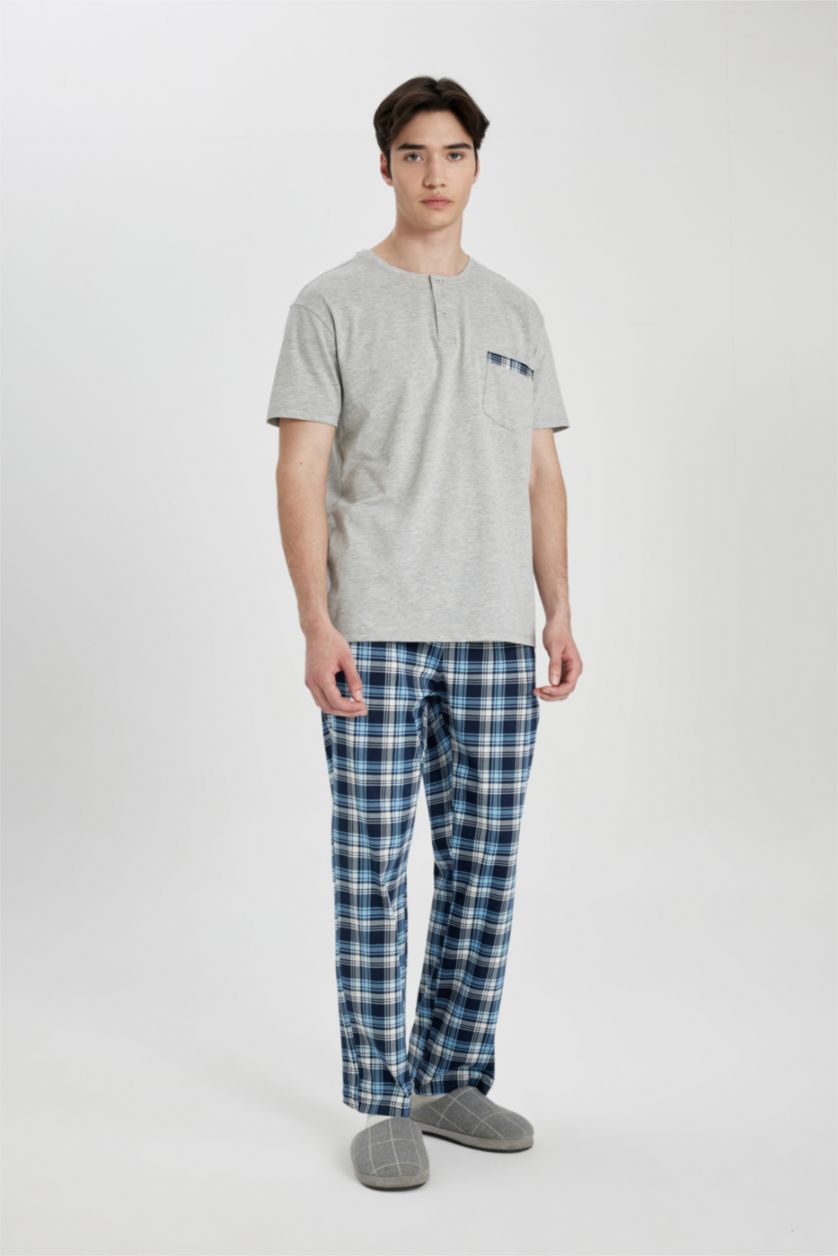 MAN Grey Melange Regular Fit 2 Piece Pajama Set
