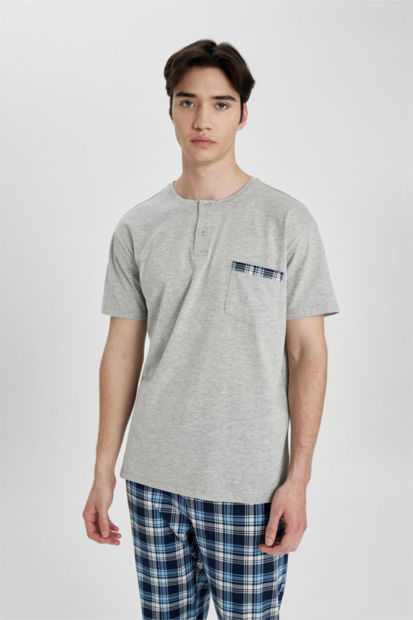 MAN Grey Melange Regular Fit 2 Piece Pajama Set