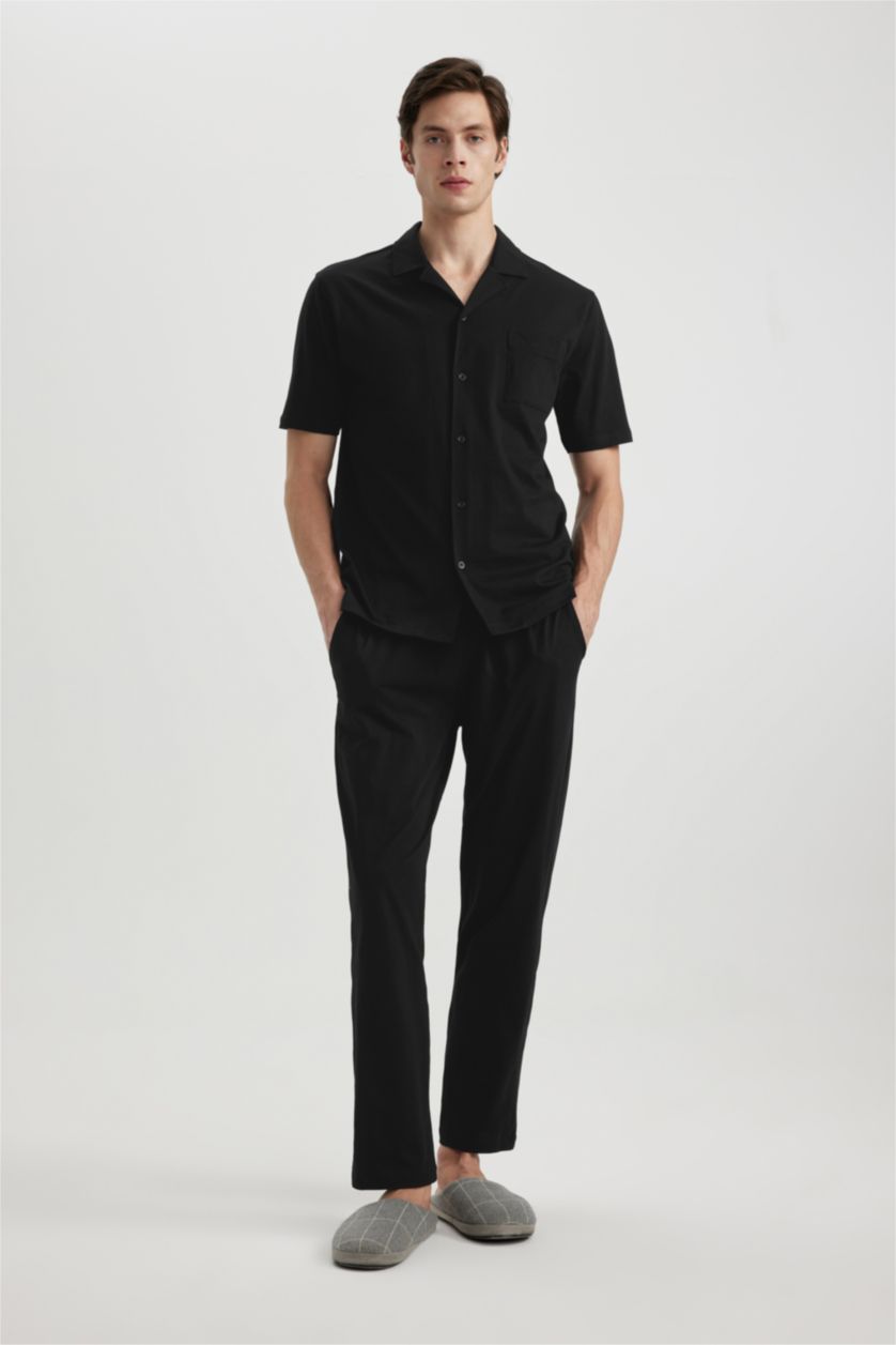 MAN Black Regular Fit Short Sleeve 2 Piece Pajama Set