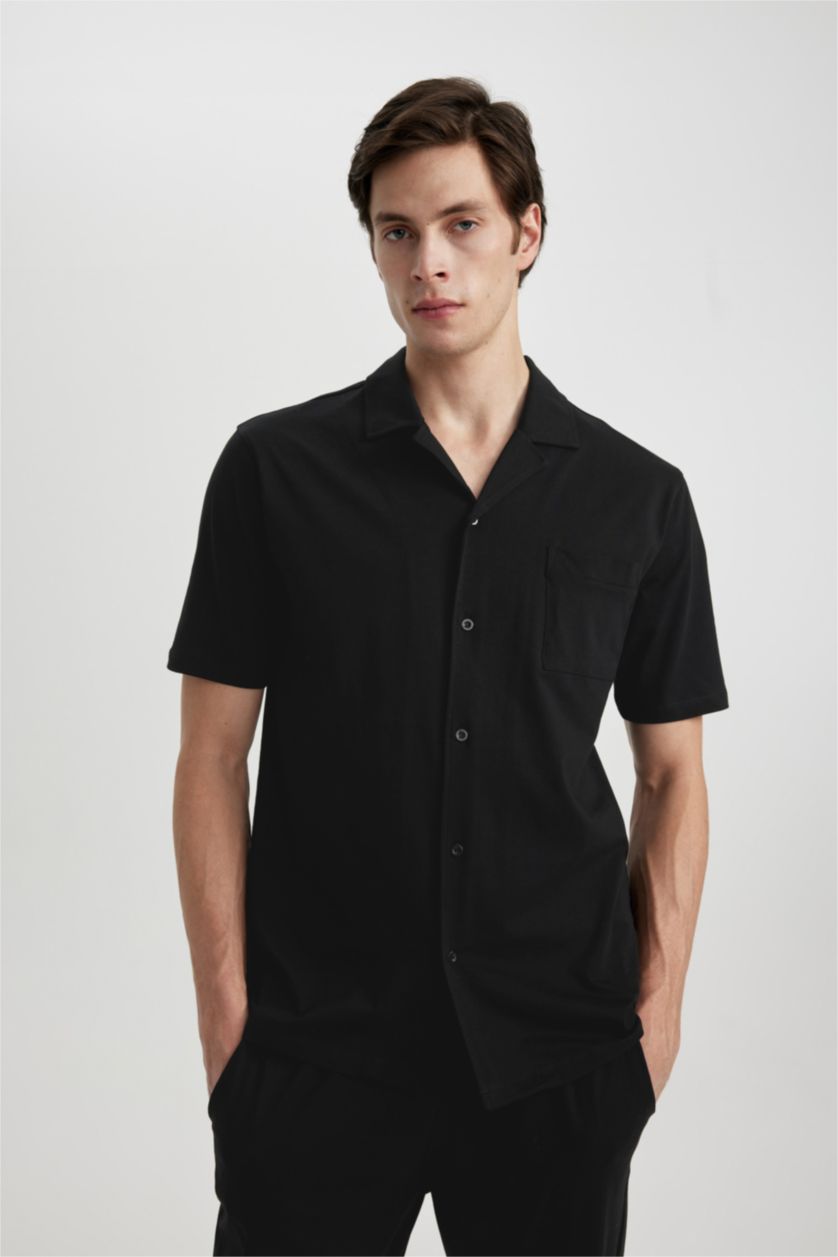 MAN Black Regular Fit Short Sleeve 2 Piece Pajama Set