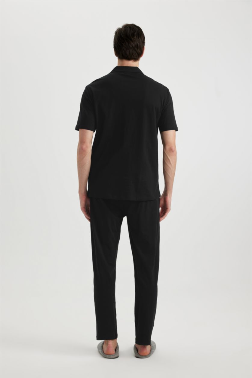 MAN Black Regular Fit Short Sleeve 2 Piece Pajama Set