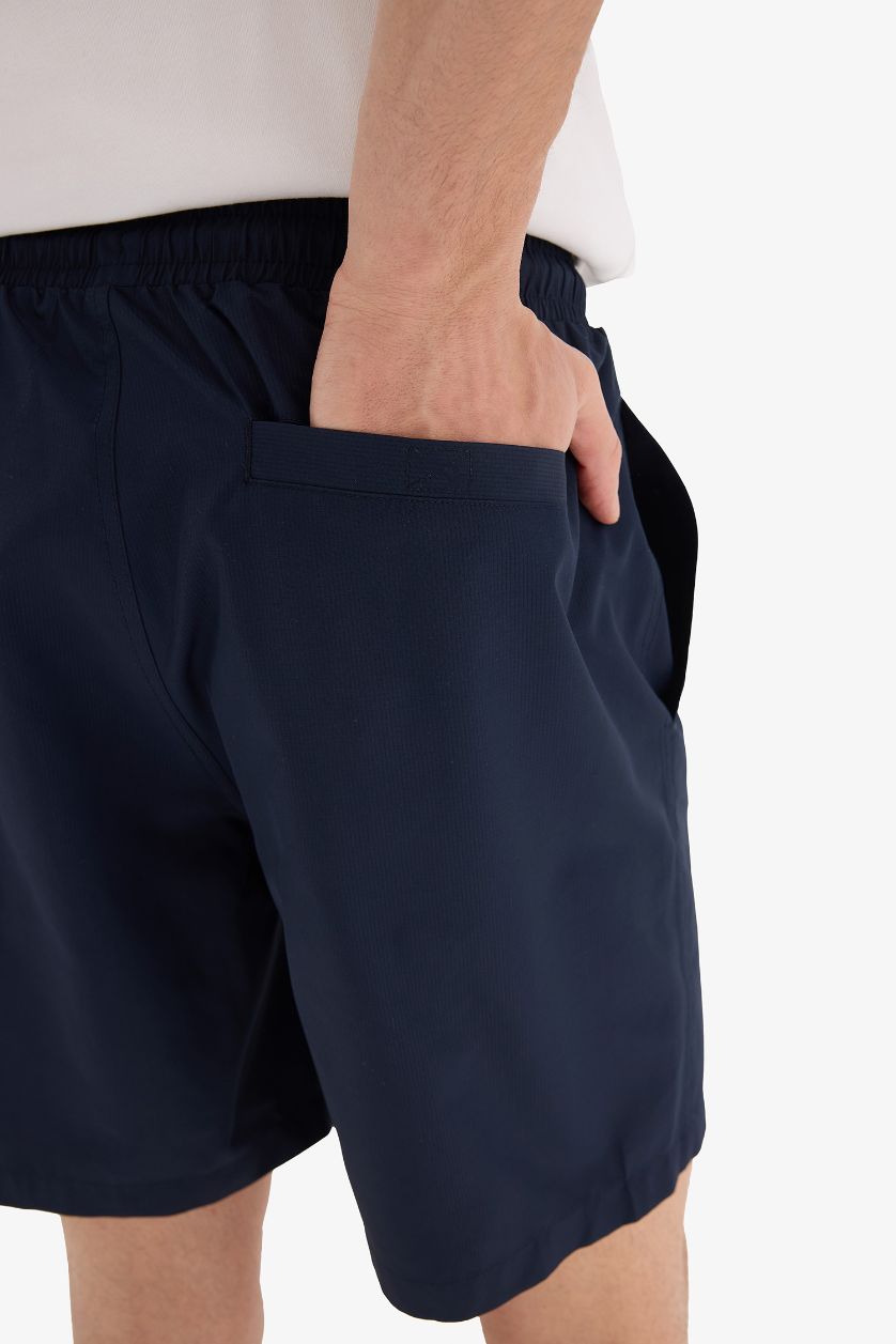 Erkek Lacivert Regular Fit File Astarlı Kısa Boy Deniz Şortu