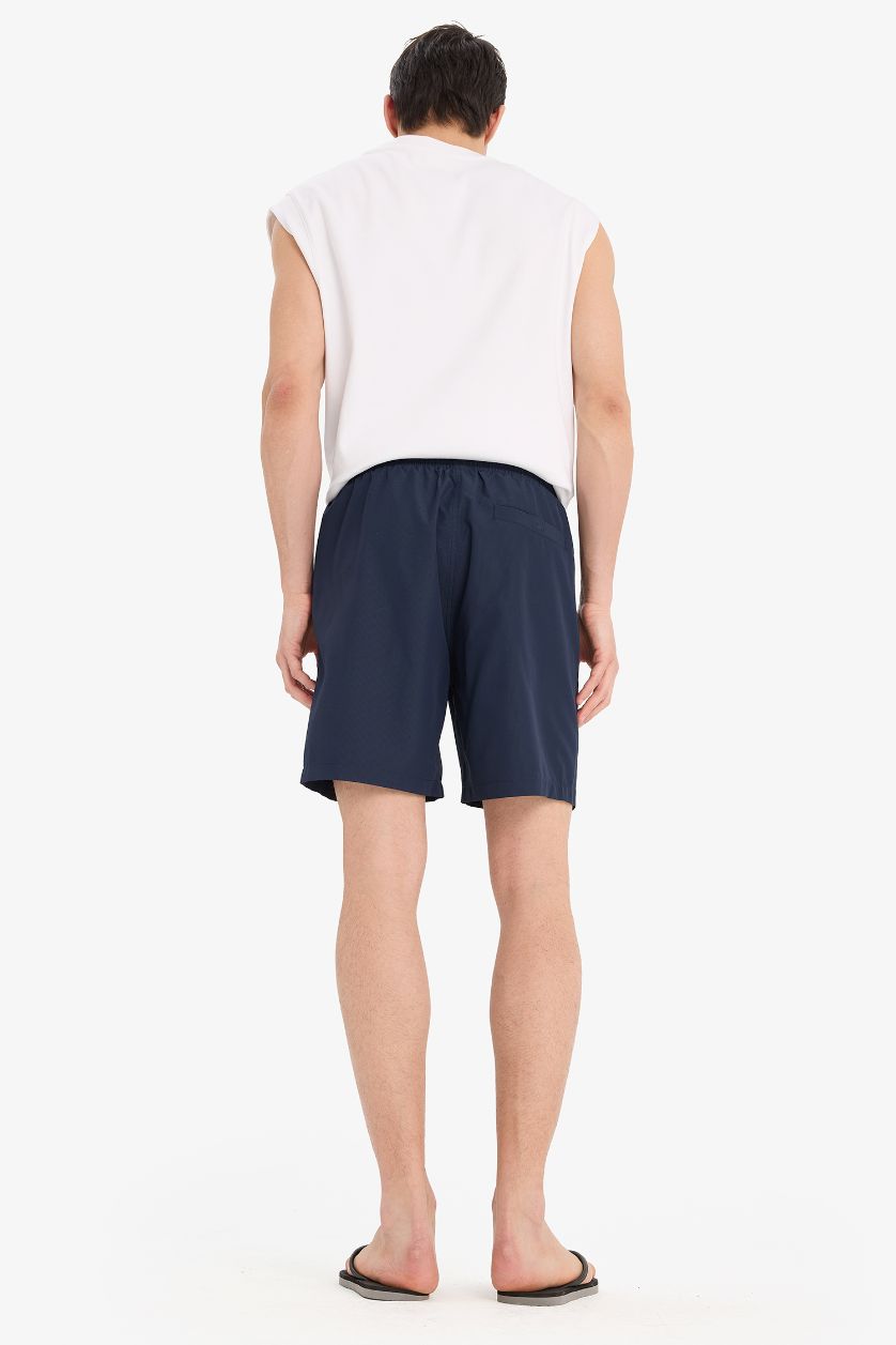 Erkek Lacivert Regular Fit File Astarlı Kısa Boy Deniz Şortu