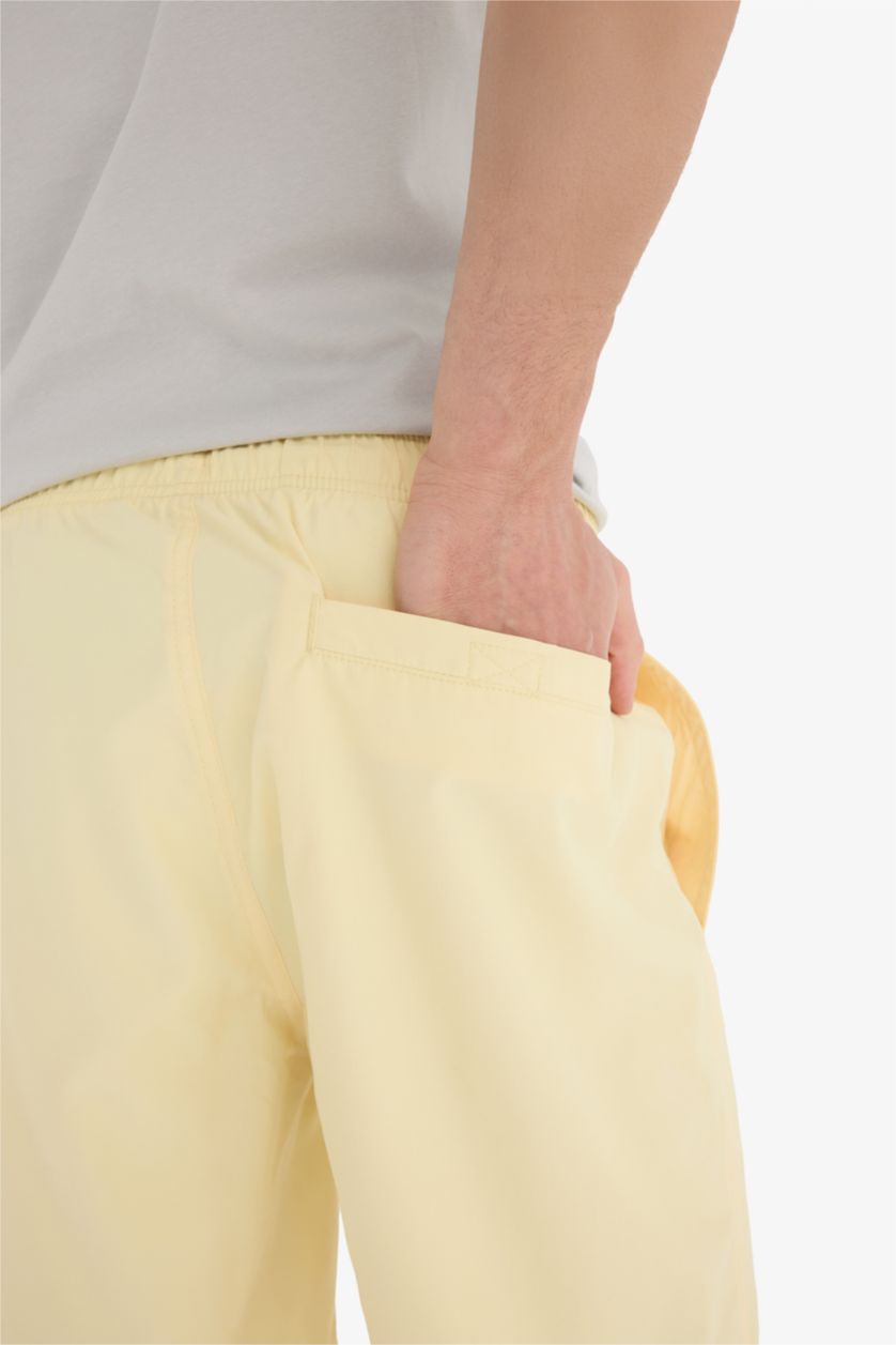 Erkek Açık Sarı Regular Fit File Astarlı Kısa Boy Deniz Şortu