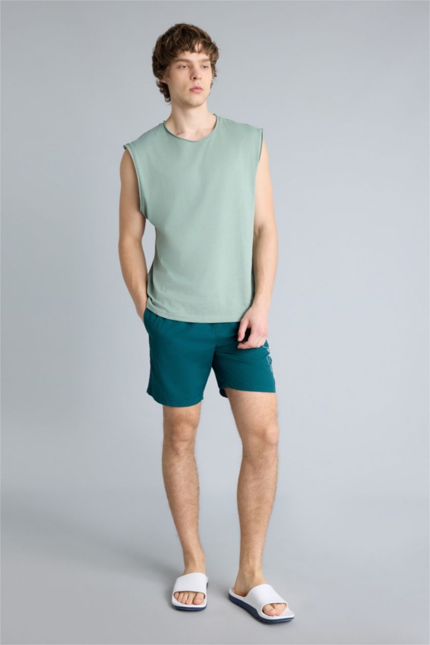 MAN Dark Green Regular Fit Short Swim Shorts