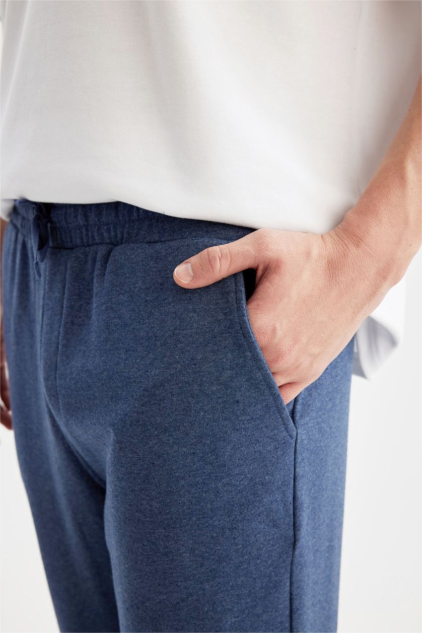 Erkek Mavi Melanj Regular Fit Cepli Jogger Alt