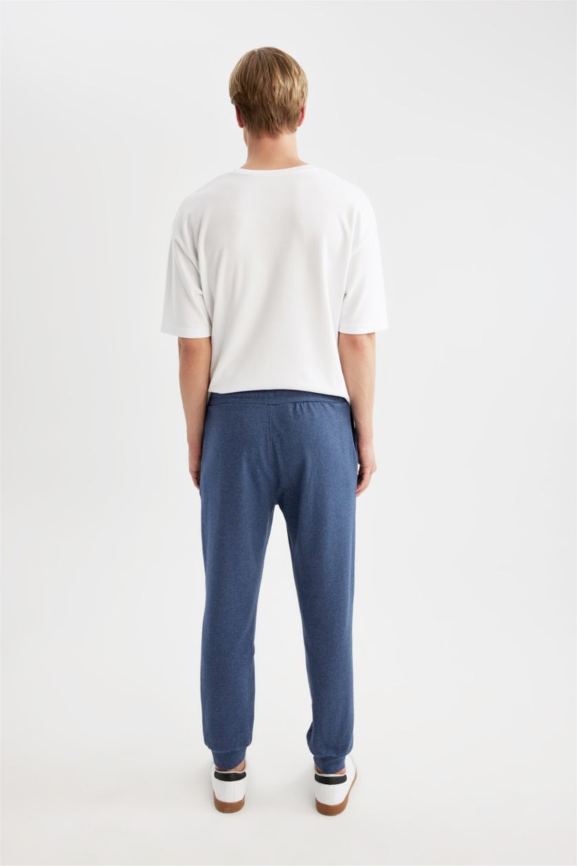 Erkek Mavi Melanj Regular Fit Cepli Jogger Alt