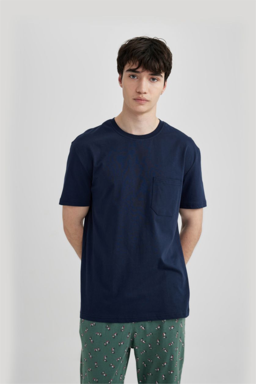 MAN NAVY Regular Fit 2 Piece Pajama Set