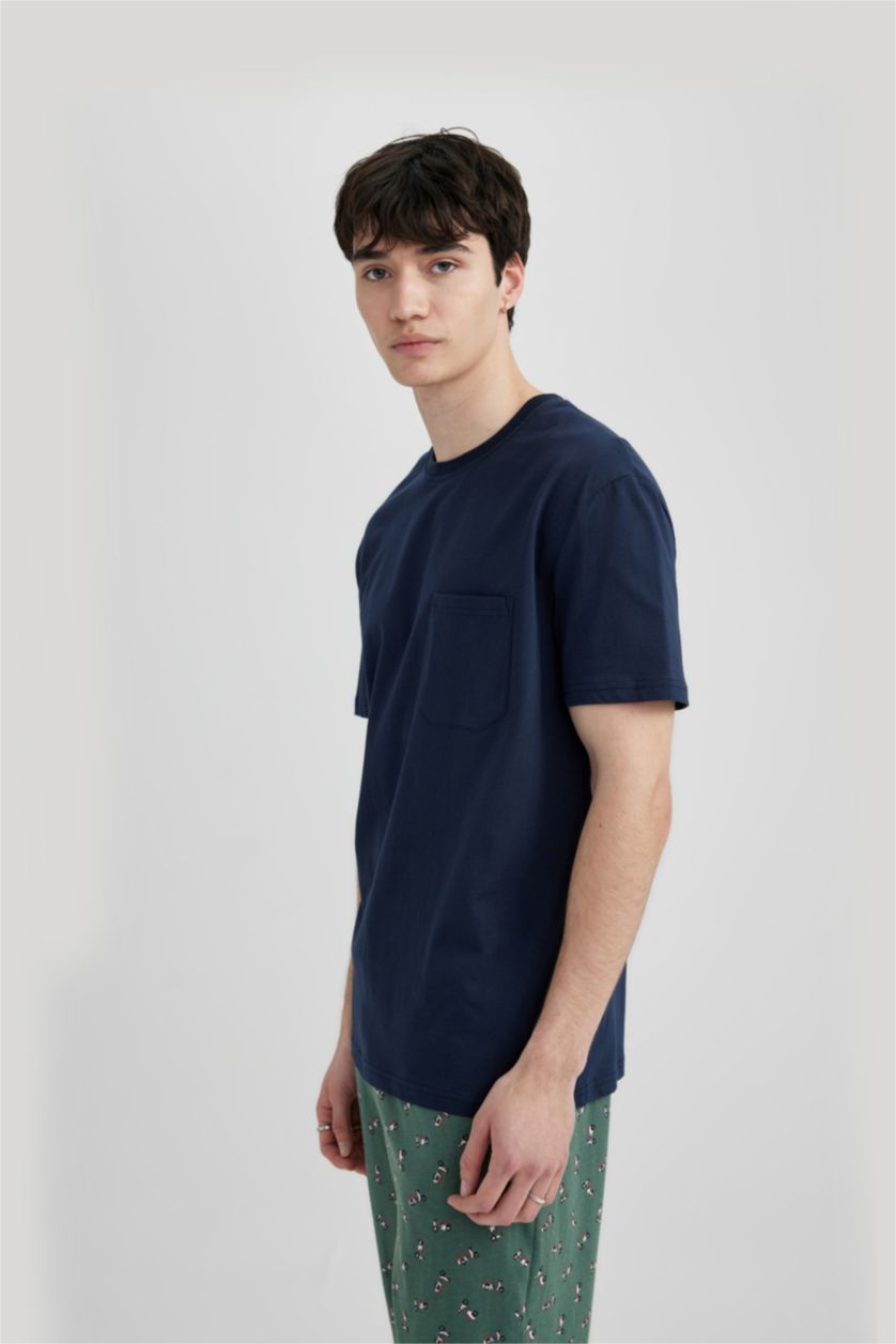 MAN NAVY Regular Fit 2 Piece Pajama Set