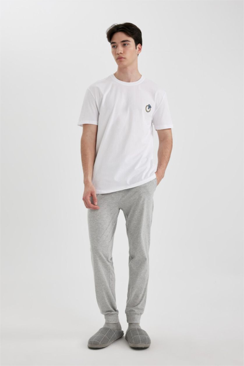 MAN Grey Melange Regular Fit Knitted Bottoms