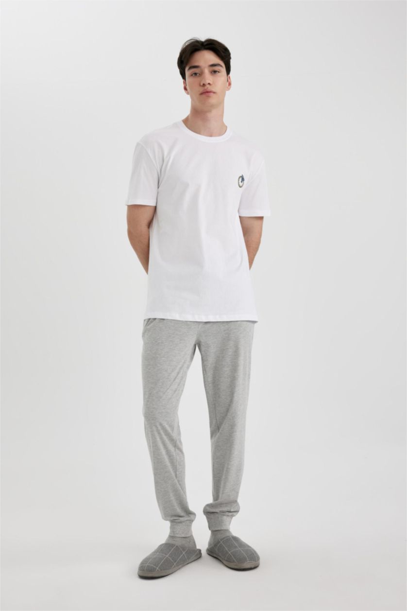 MAN Grey Melange Regular Fit Knitted Bottoms