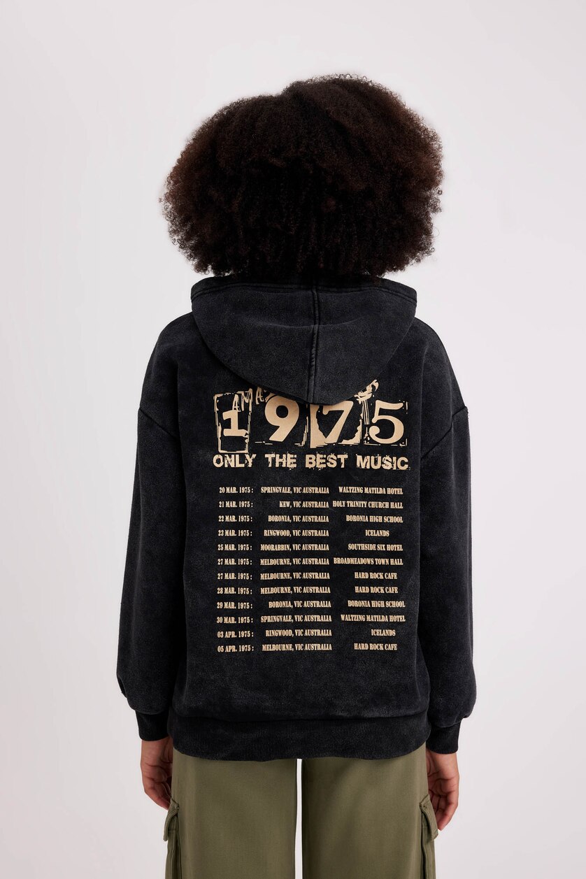 Kadın Siyah Oversıze Kalın Kumaş Sweatshirt