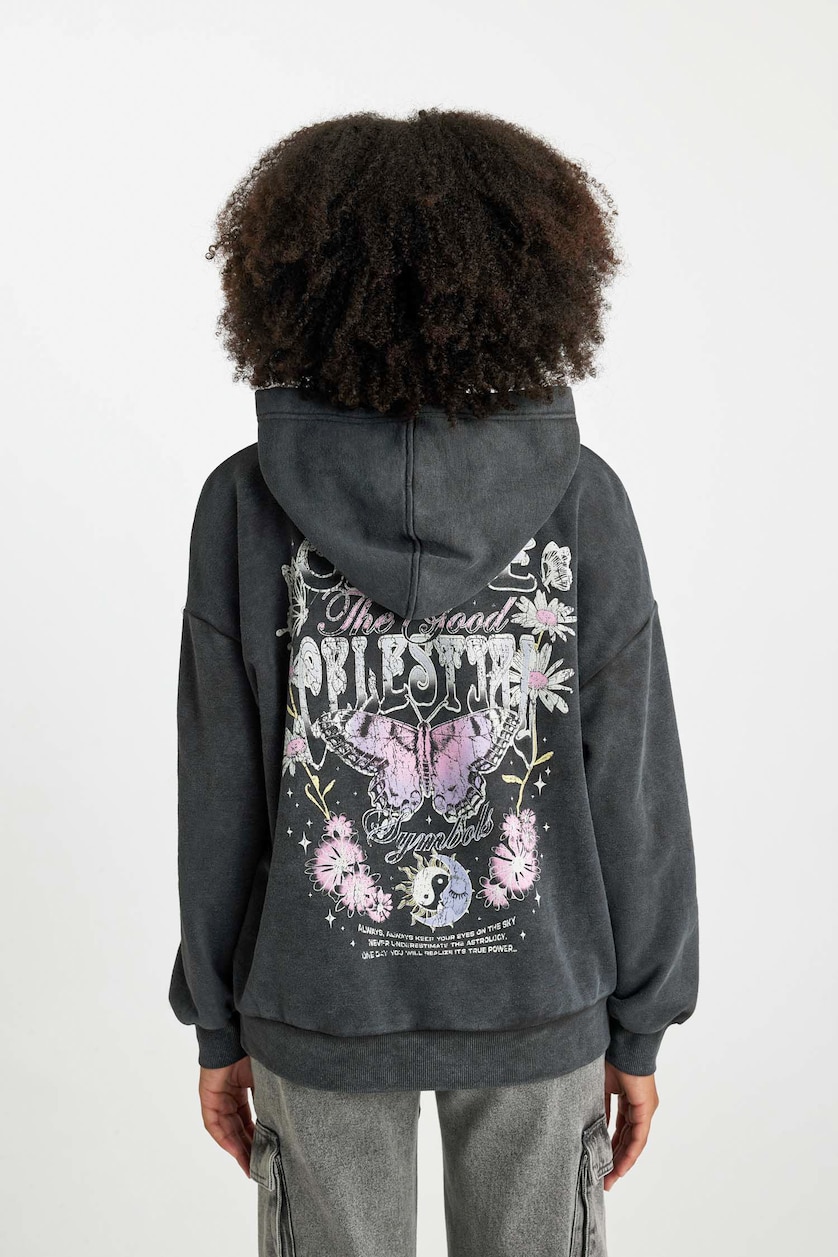 Kadın Antrasit Oversıze Kalın Kumaş Sweatshirt