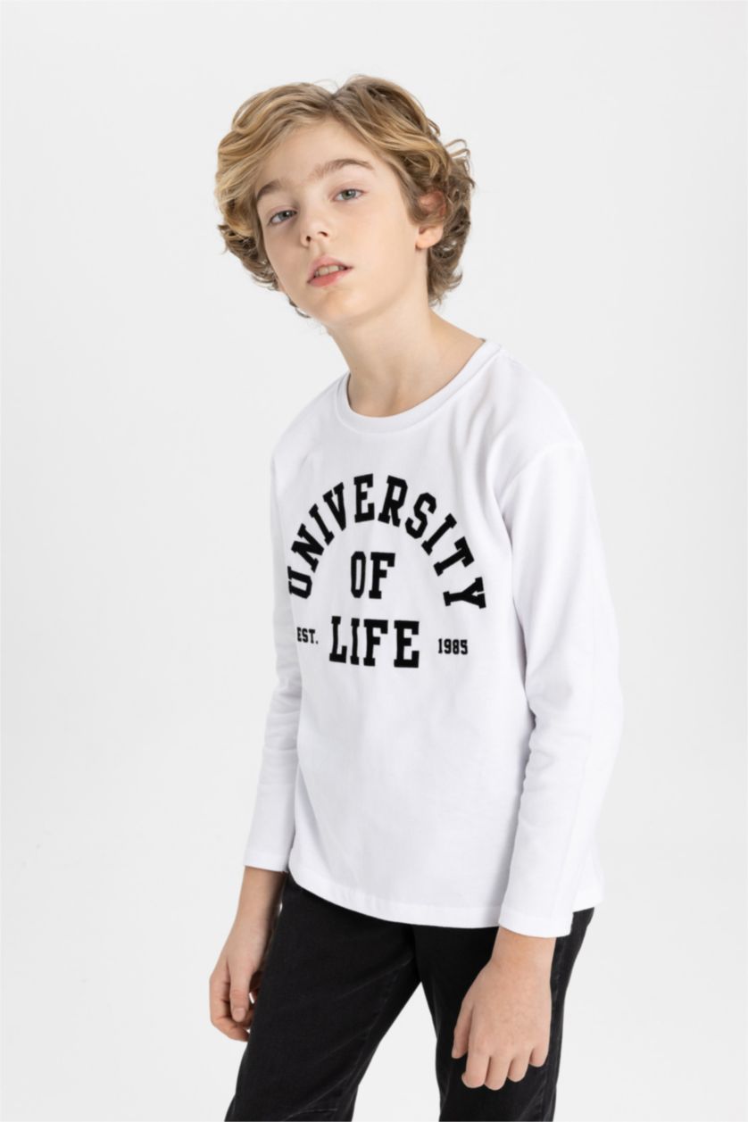 BOYS & TEENS White Boy Regular Fit Crew Neck Combed Cotton T Shirt