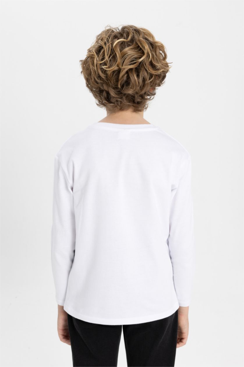 BOYS & TEENS White Boy Regular Fit Crew Neck Combed Cotton T Shirt