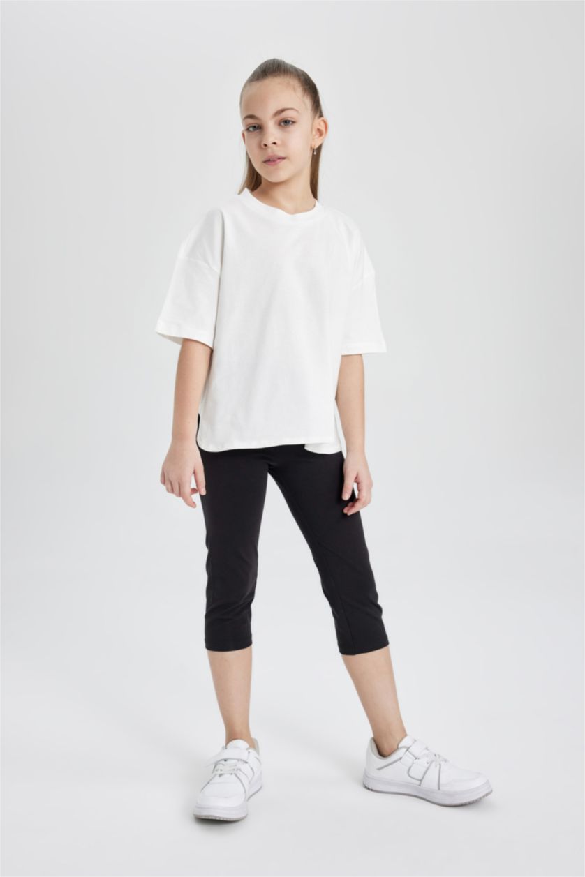 FILLES Noir Leggings Courts pour Fille - 2 Pièces