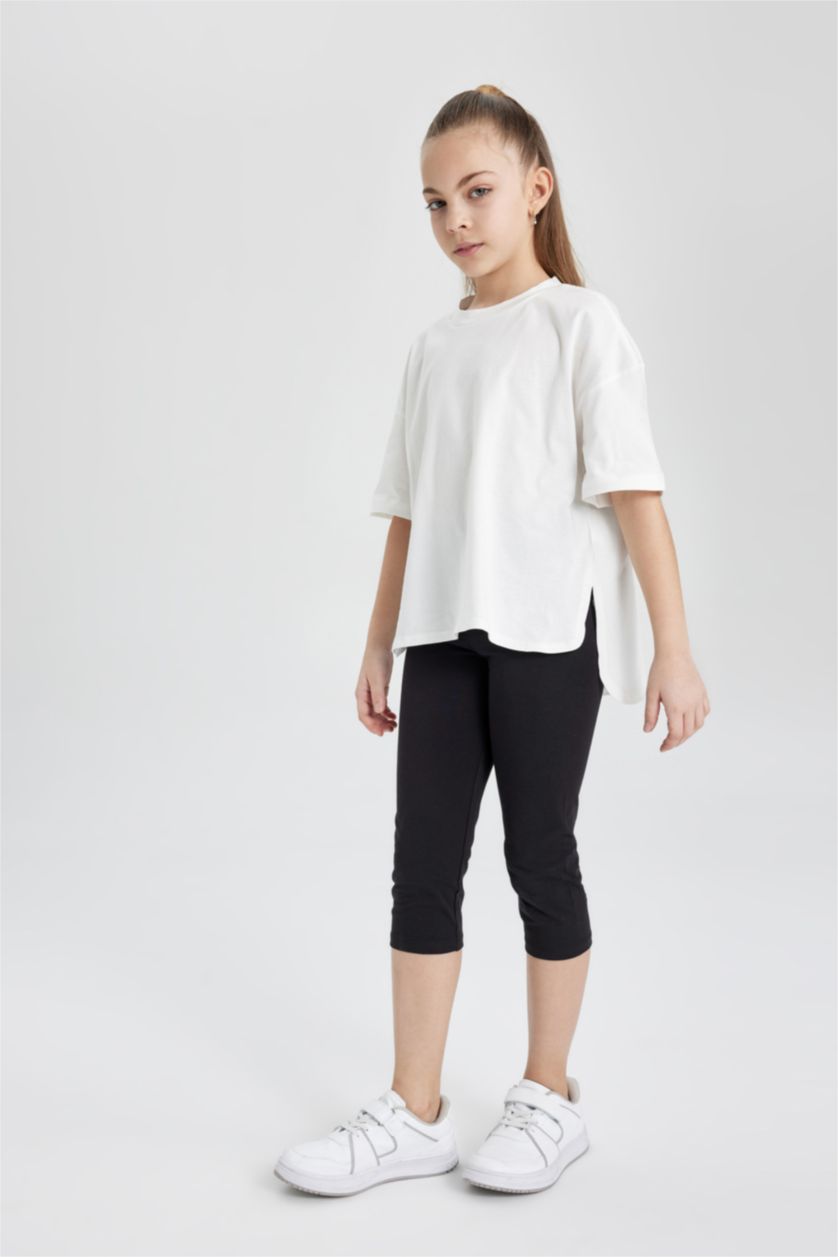 FILLES Noir Leggings Courts pour Fille - 2 Pièces