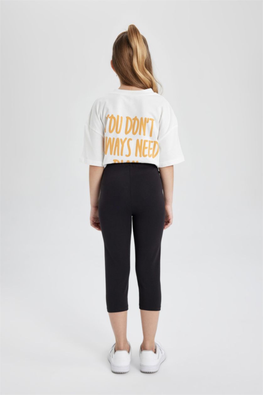 FILLES Noir Leggings Courts pour Fille - 2 Pièces