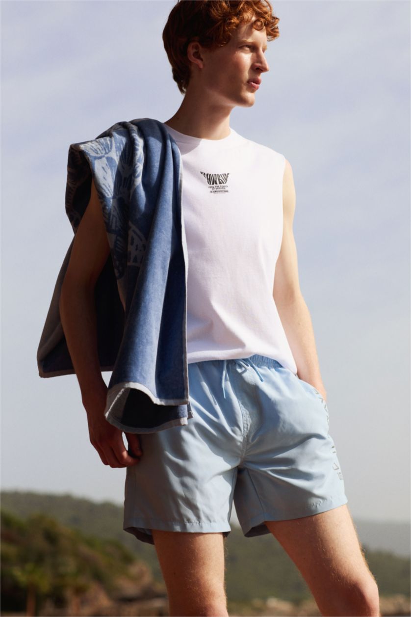 MAN Light Blue Basic Mesh Lined Short Swim Shorts