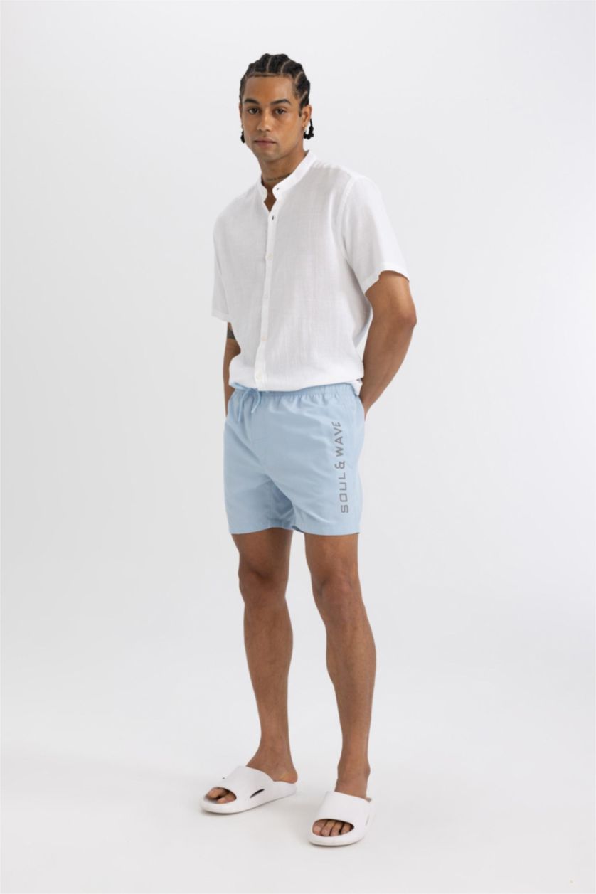MAN Light Blue Basic Mesh Lined Short Swim Shorts