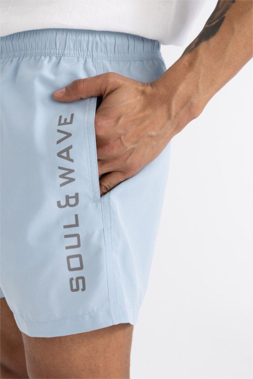 MAN Light Blue Basic Mesh Lined Short Swim Shorts