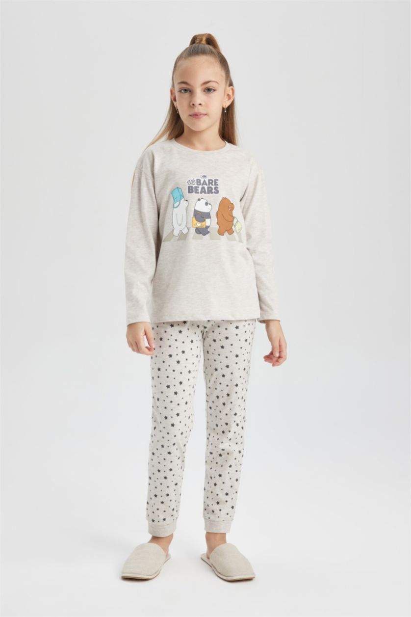 GIRLS & TEENS Beige Melange طقم بيجاما قصة عادية