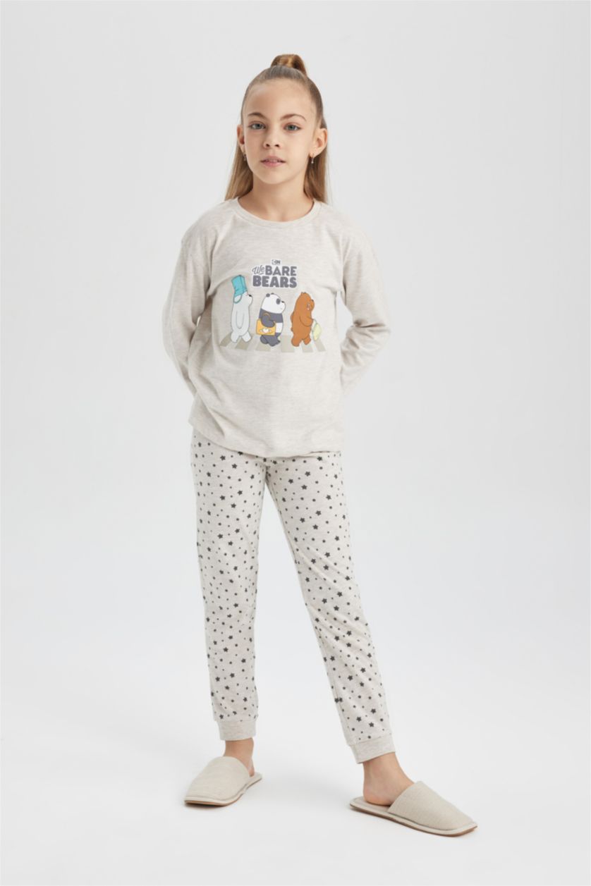 GIRLS & TEENS Beige Melange طقم بيجاما قصة عادية