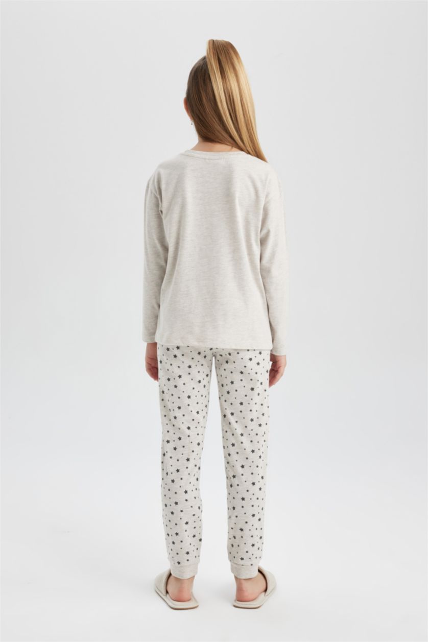 GIRLS & TEENS Beige Melange طقم بيجاما قصة عادية