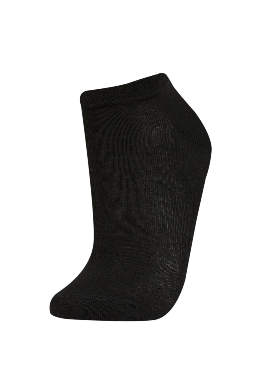 Woman Black 5 Piece Cotton Short Socks