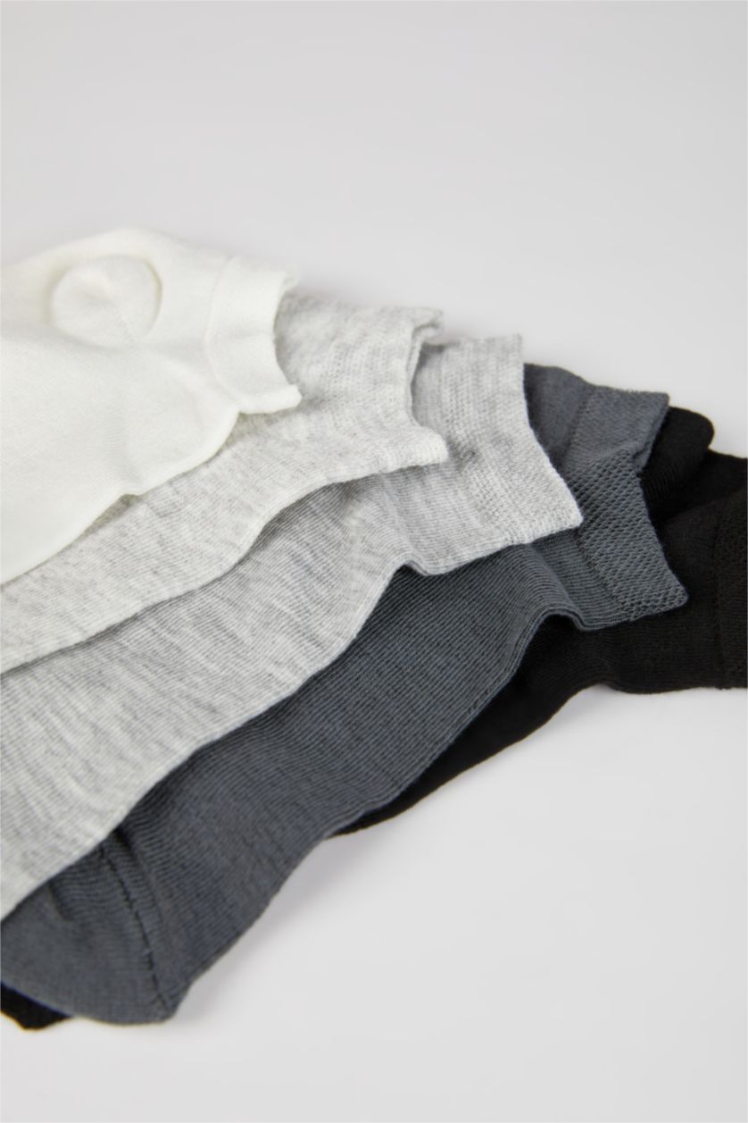 Woman Black 5 Piece Cotton Short Socks