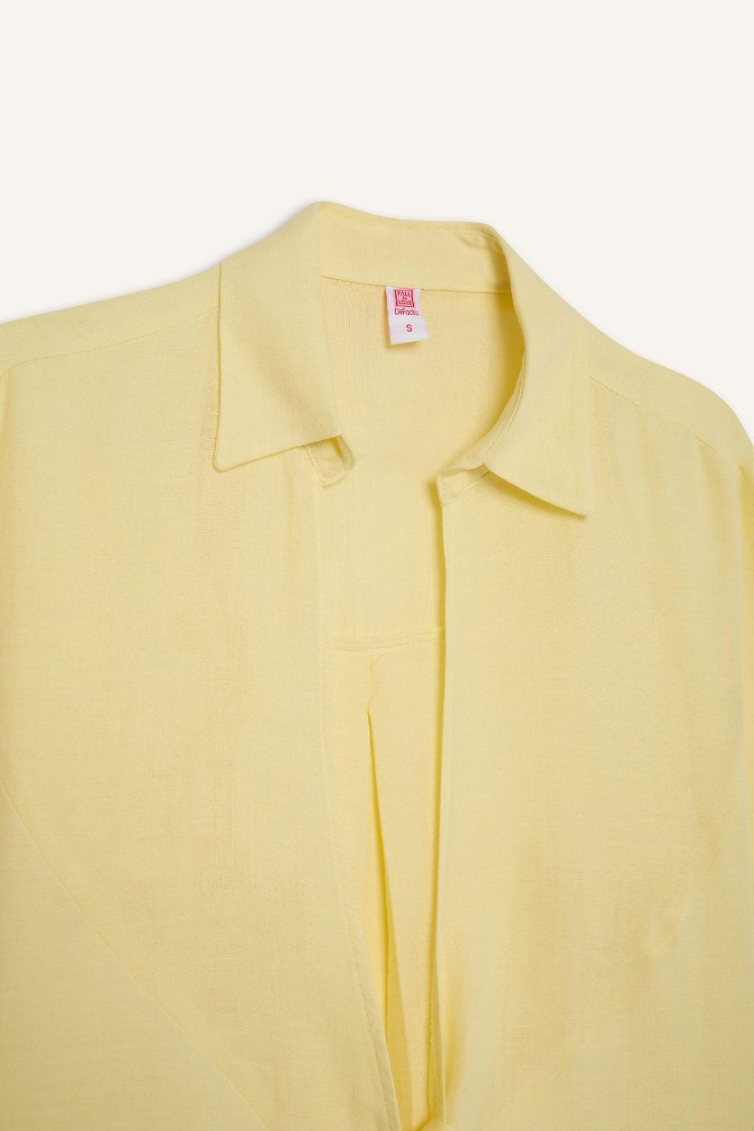 Kadın Açık Sarı Müslin Önden Bağlamalı Plaj Gömleği