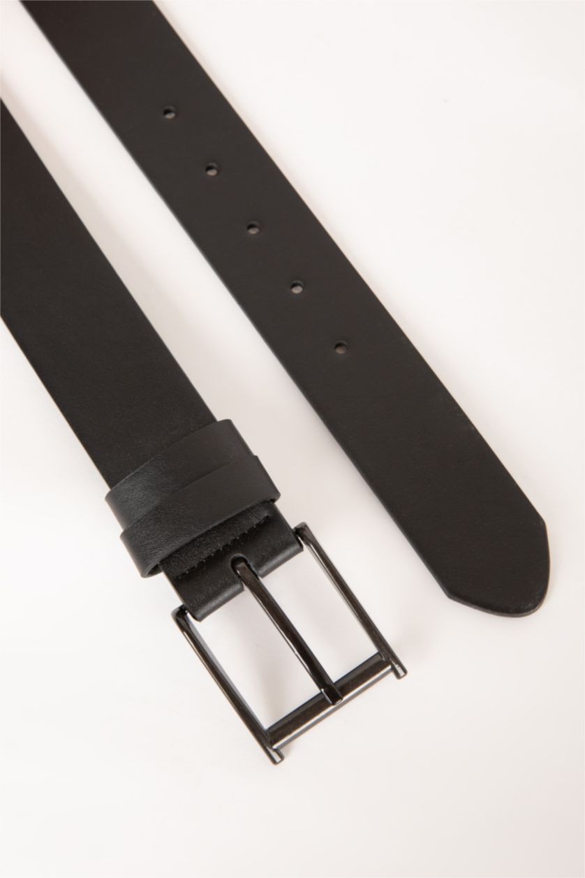 رجالي أسود حزام رجالي جلد صناعي بمشبك مستطيل