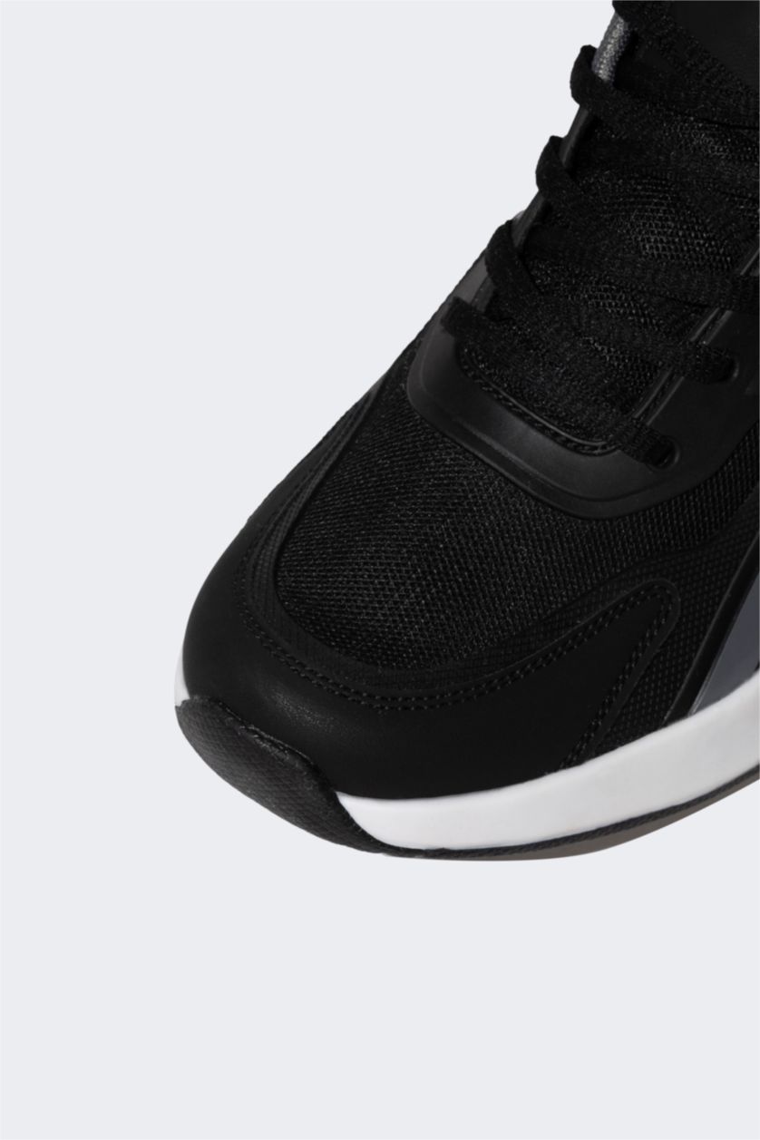 HOMME Noir Baskets en Simili-Cuir à Semelle Épaisse pour Homme