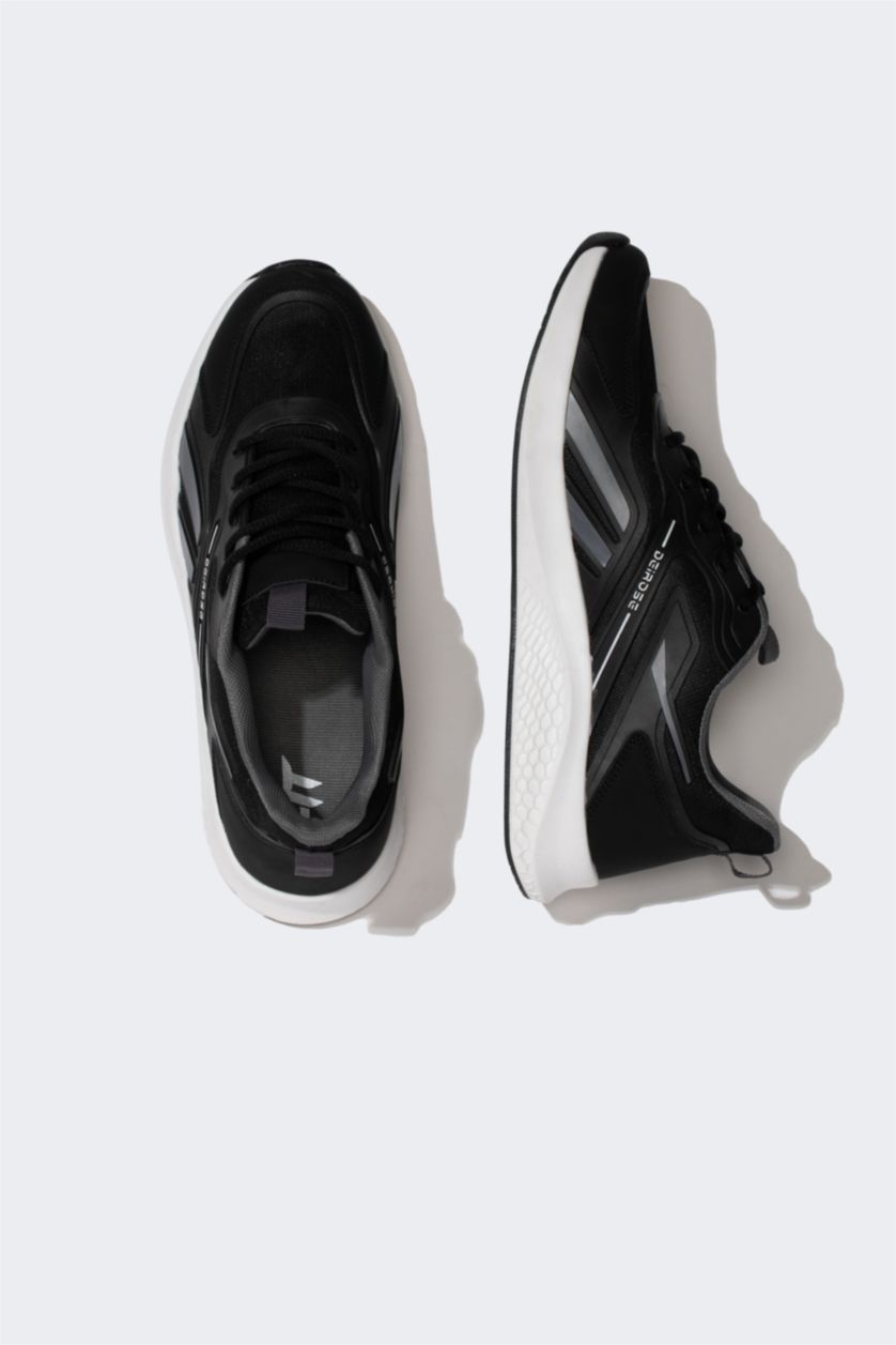 HOMME Noir Baskets en Simili-Cuir à Semelle Épaisse pour Homme