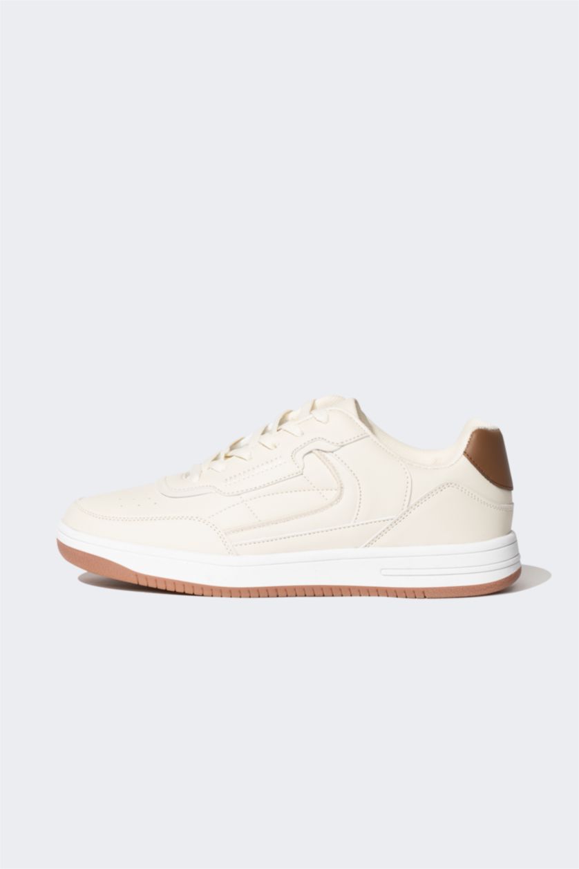 MAN Beige Man Faux Leather Thick Sole Sport shoes