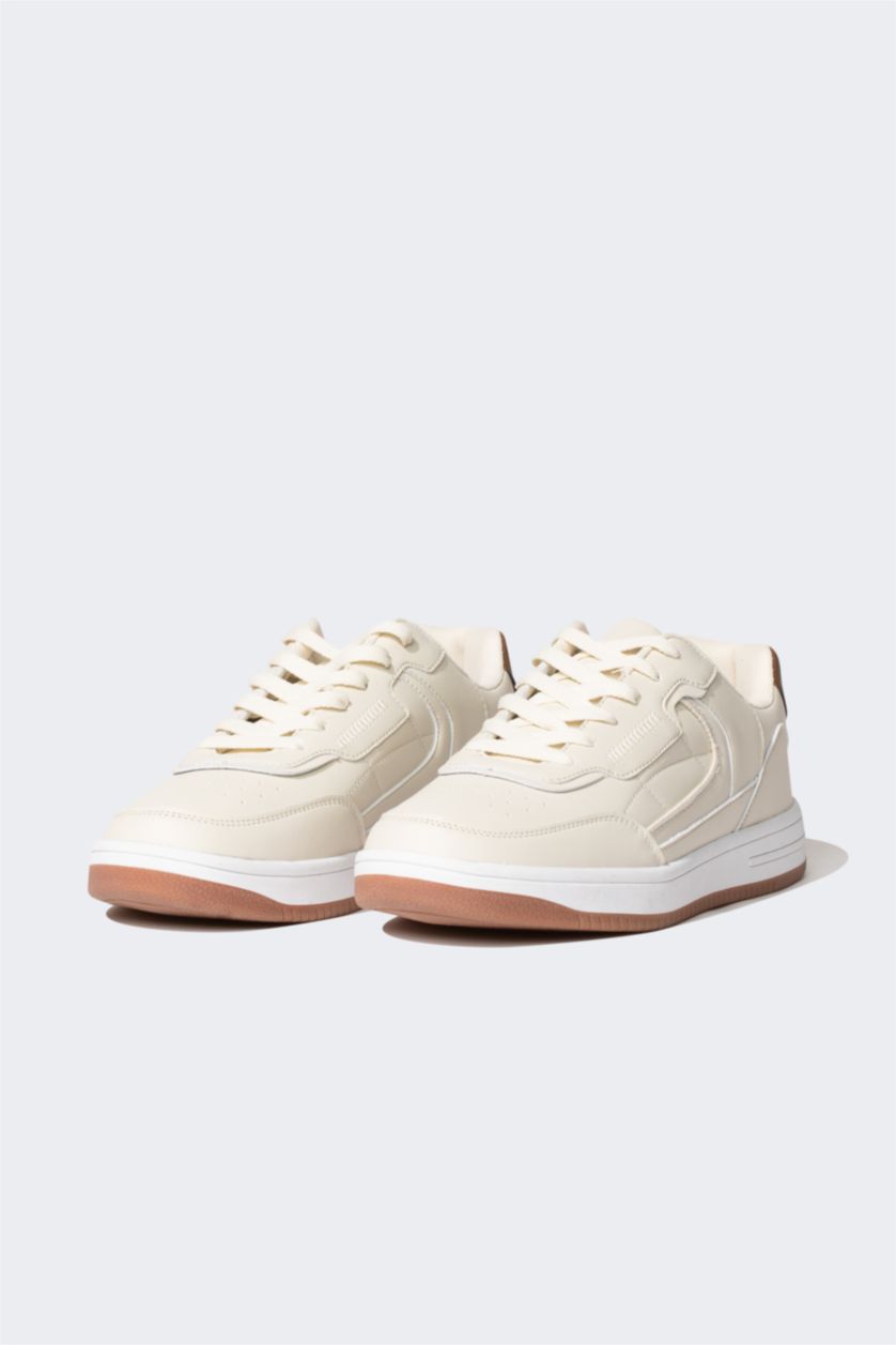 MAN Beige Man Faux Leather Thick Sole Sport shoes